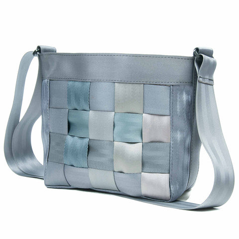 Sac à Main Bandoulière D255 Gris Métal et Bleu - Style Urbain