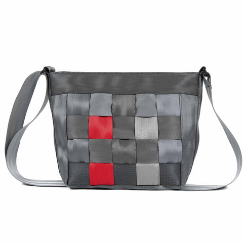 Sac à Bandoulière D255 - Gris Charcoal et Rouge