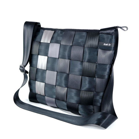 Sac Bandoulière D116 Noir et Gris Silver - Éco-Chic