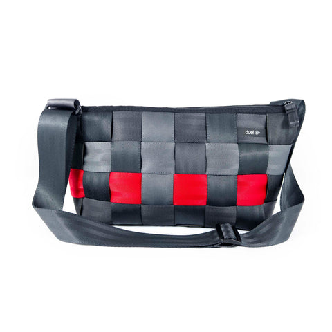 Sac à Main D116 Petit Gris Charcoal et Rouge - Duel