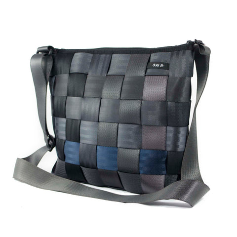 Sac Bandoulière D116 Gris Charcoal et Bleu - Duel